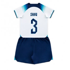 Anglia Luke Shaw #3 Koszulka Podstawowych Dziecięca MŚ 2022 Krótki Rękaw (+ Krótkie spodenki)